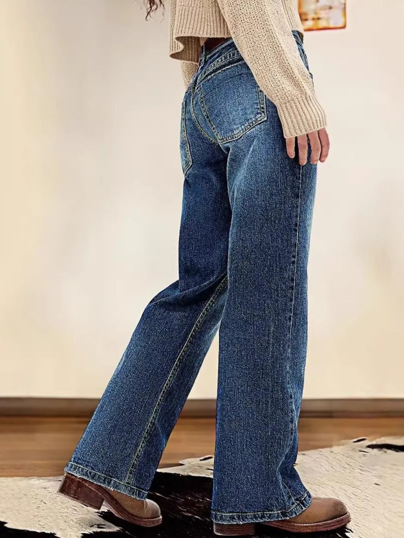 2026 Spring New Vintage High-Waisted Narrow Wide-Leg Jeans, Loose for Commuting, Women's Jeans