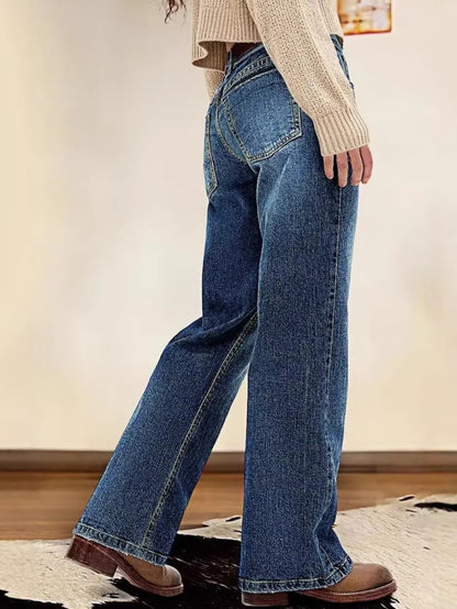 2026 Spring New Vintage High-Waisted Narrow Wide-Leg Jeans, Loose for Commuting, Women's Jeans