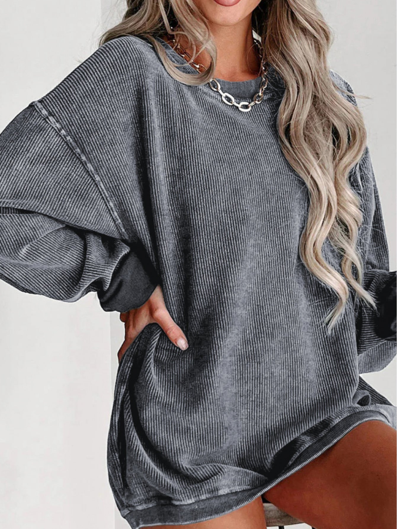 Women's Pink Lace Long-Sleeve Sweatshirt - product view 16