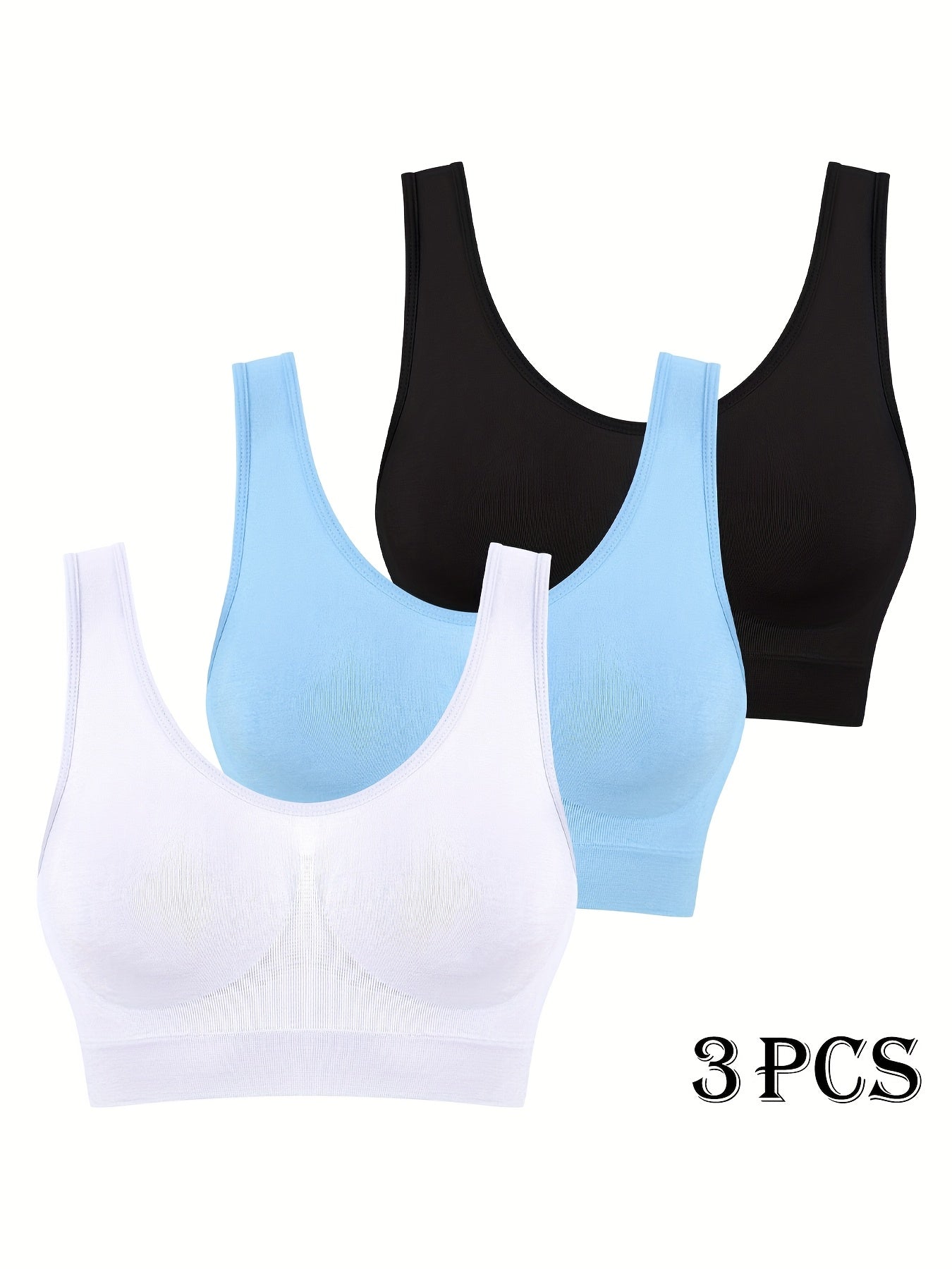 3pcs Set Of Women'S Sports Bra, Seamless, Breathable, Lightweight Without Chest Pads, Vest Underwear, Yoga Running Sports Bra
