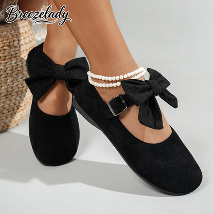 Old Beijing Cloth Shoes Mother'S Shoes New Genuine Metal Buckle Bow Single Shoes Black Work Shoes Soft Sole Comfortable Work Shopping Shoes, Women Shoes