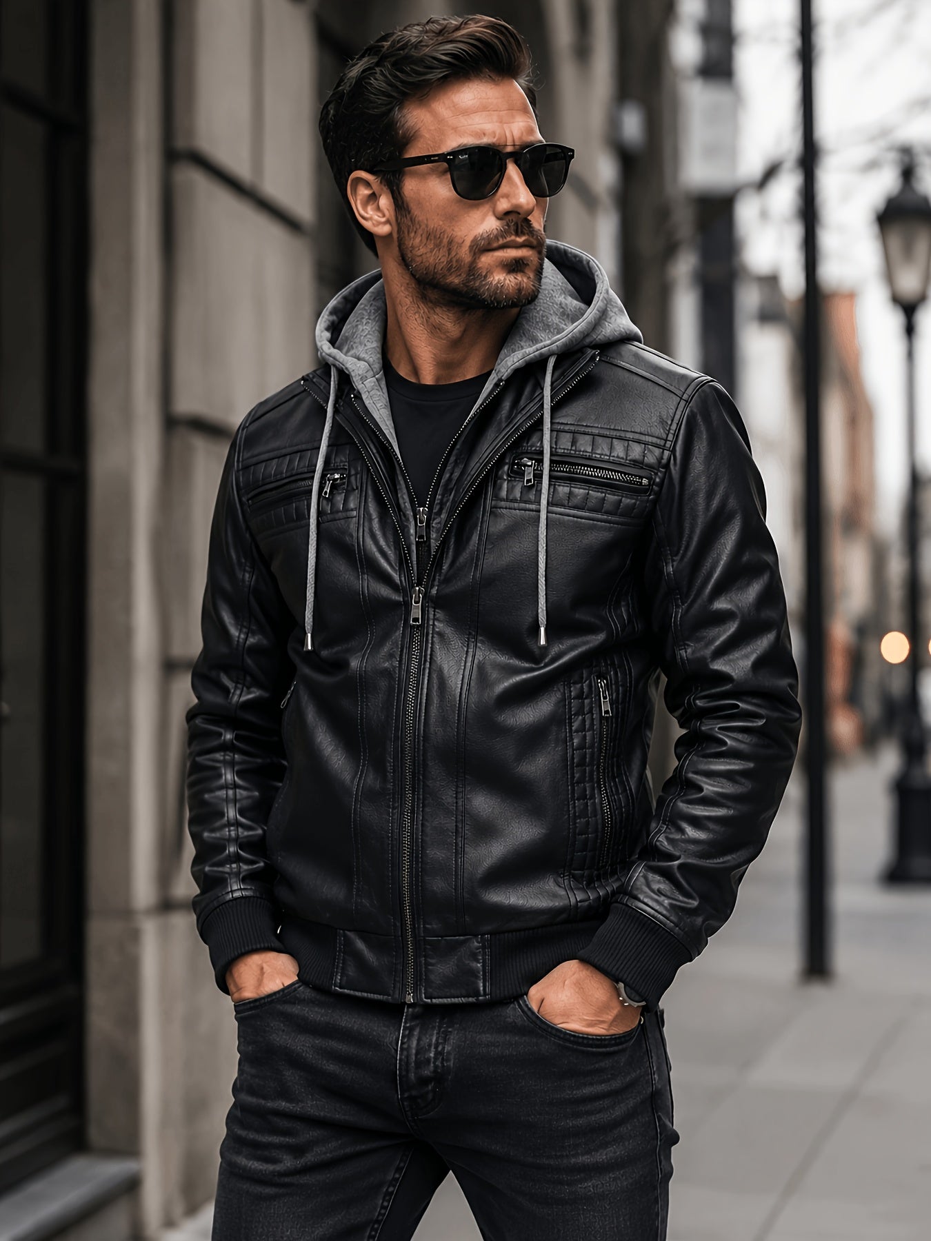 Men'S Stylish Jacket Featuring a Hood with Drawstrings, Several Zippered Pockets, Comfortable Ribbed Cuffs, Wind-Resistant for Outdoor Use, Perfect for Casual Streetwear, Suitable for Everyday Outings, And Makes an Excellent Gift