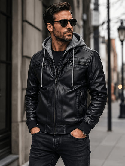 Men'S Stylish Jacket Featuring a Hood with Drawstrings, Several Zippered Pockets, Comfortable Ribbed Cuffs, Wind-Resistant for Outdoor Use, Perfect for Casual Streetwear, Suitable for Everyday Outings, And Makes an Excellent Gift