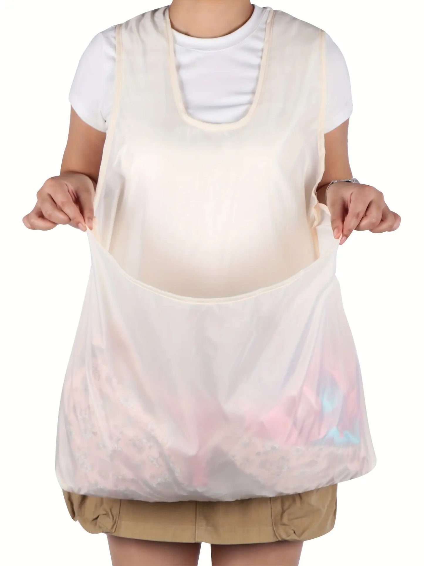 Women'S Heavy-Duty Multifunctional Portable Laundry Apron with Adjustable Cross-Back Design - No Bend-Over Drying Apron for Clothes, Fruit & Vegetable Picking, All-Season Work Apron with Pockets, Durable & Comfortable for Home, Farm, Market Use -