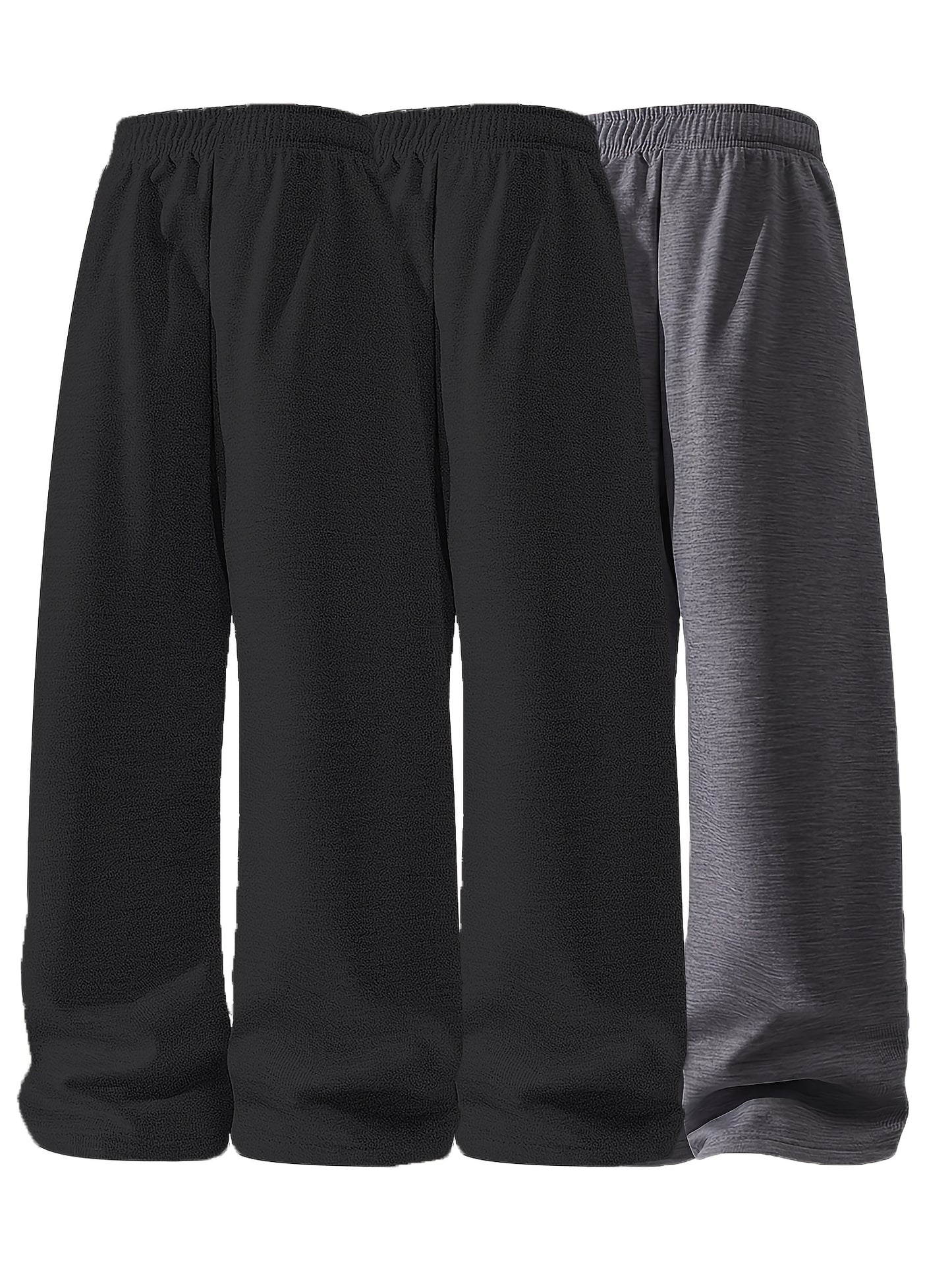3pcs Men's Lightweight Soft Joggers - Loose Fit Straight Leg Pants Waist, Light Grey & Black/Dark Grey, All-Season Comfort Suitable for Gym, Casual Wear, Everyday Use - Straightforward Casual Style (Stock Available)
