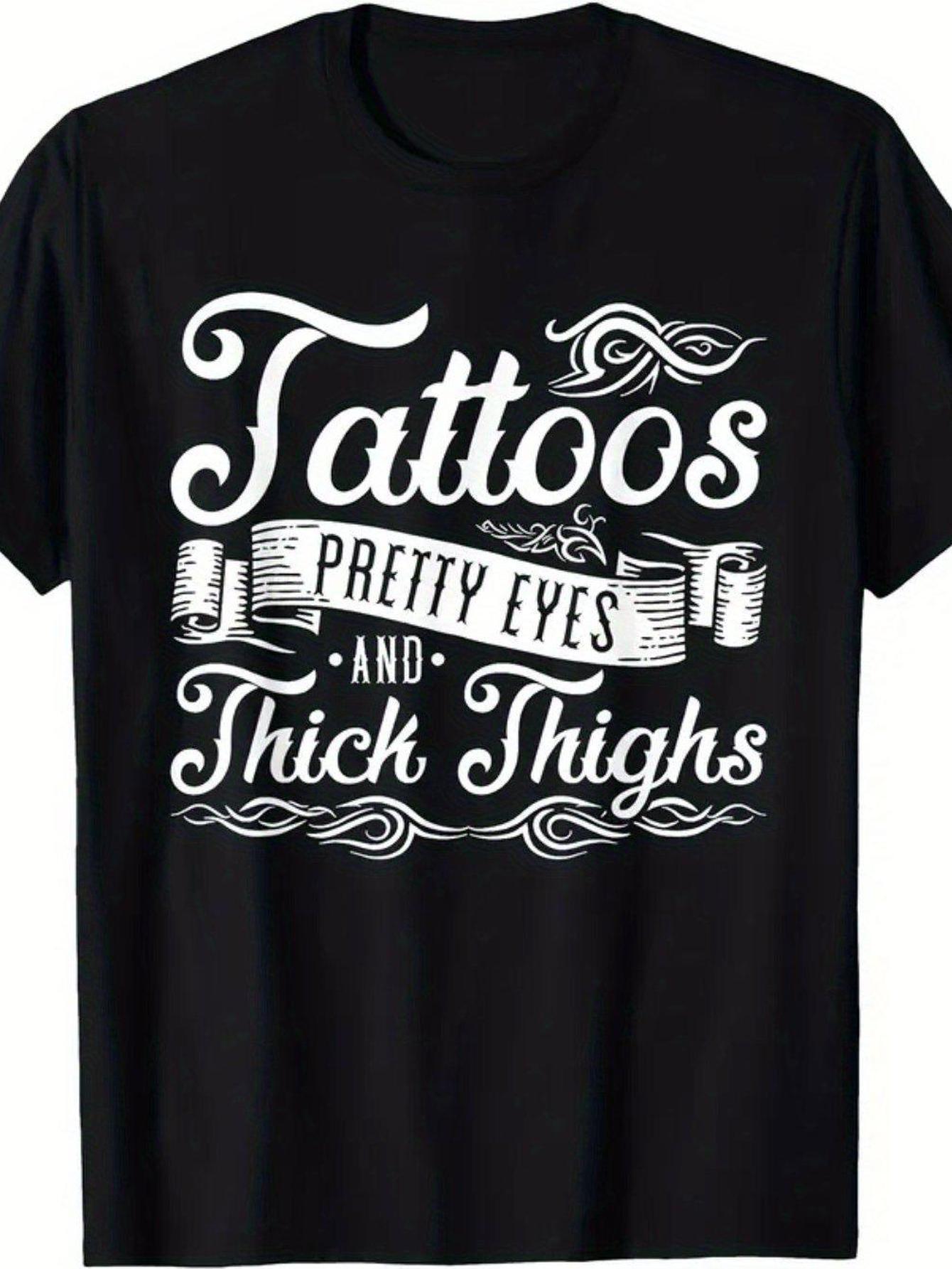 Plus Size - Plus Size - Women'S Plus Size Thigh Tattoo Inspiration Casual T-Shirt 2026 New, Black, Machine Washable, 1pc, 180G, Round Neck, Zodiac Pattern, Halloween Gift, Christmas Gift, Birthday Gift, New Year Gift