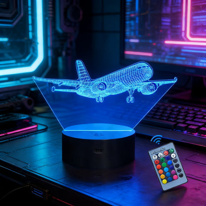 16-Color Airplane 3D Night Light - Touch-Control Illusion Display