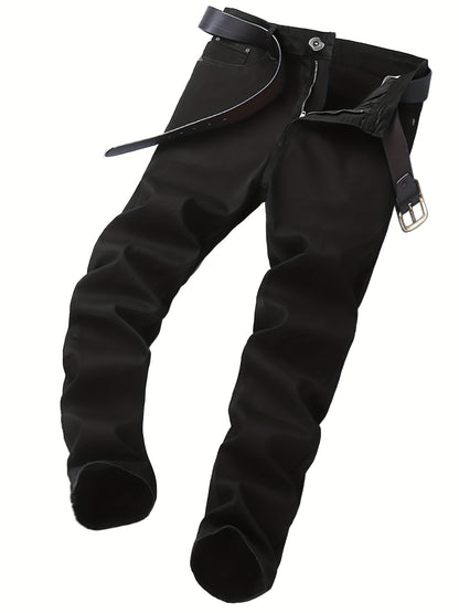 3-pack Trendy Men'S Retro Solid Color Jeans, Slim Fit Stretch Jeans, High Street Casual Style, Suitable For All Seasons