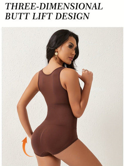 Women's Targeted Control Shapewear Bodysuit - Butt Lift Body Smoothing, Apricot
