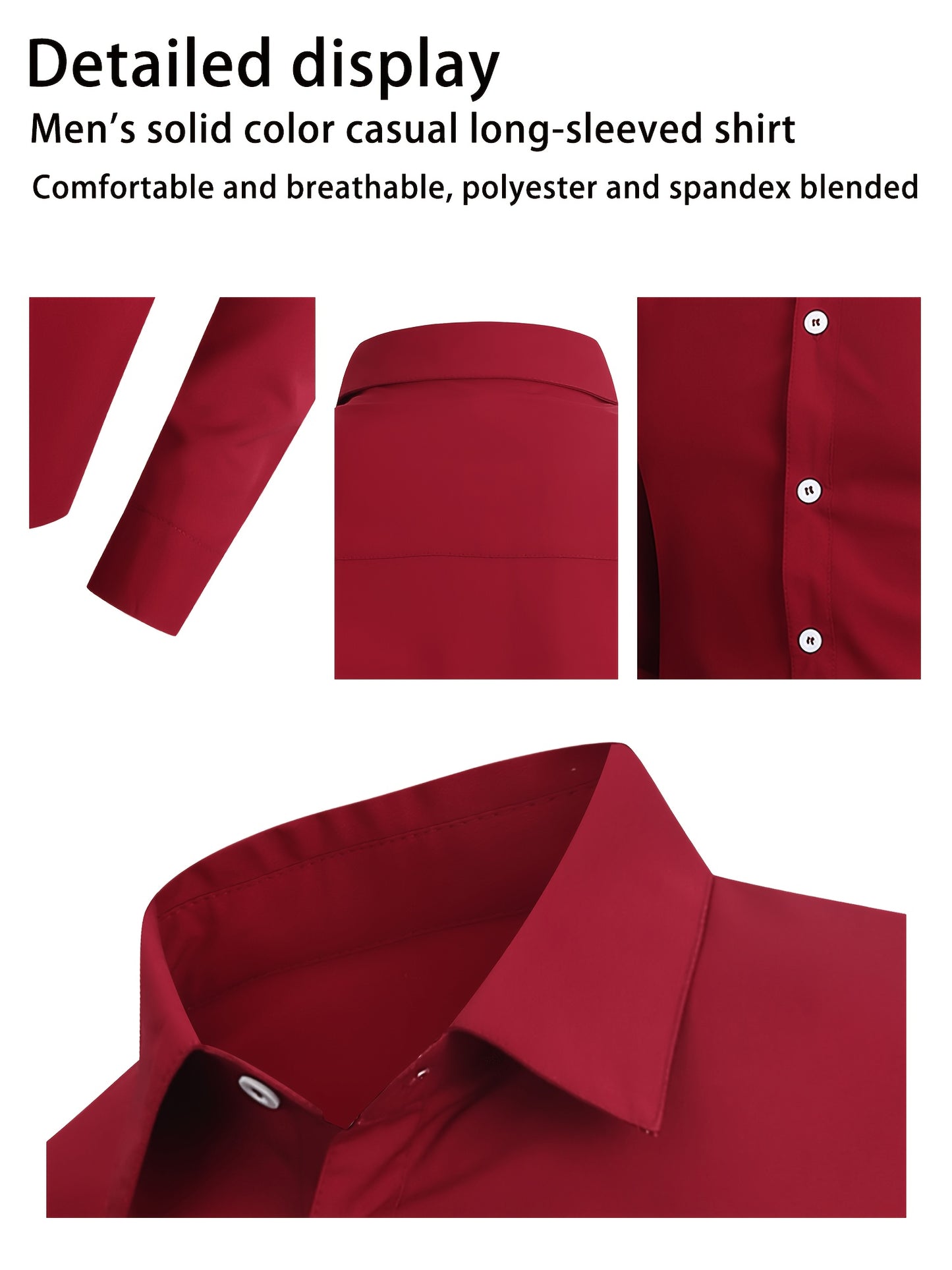 4pcs Men'S Formal Shirt Casual Shirt, Classic Button Up Long Sleeved Shirt, Solid Color Series, 97% Fiber, 3% Spandex, Skin Friendly And Breathable, Suitable For Business, Outdoor Leisure, Wedding Banquets, Dates, All Seasons