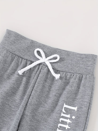 3pcs Cute Baby Boy Soft, Comfortable, Breathable Letter And Gesture Pattern Jumpsuit And Letter Slogan Front Tie Pants with Hat Suitable for Casual Daily Vacation Parties, Perfect for Outdoor