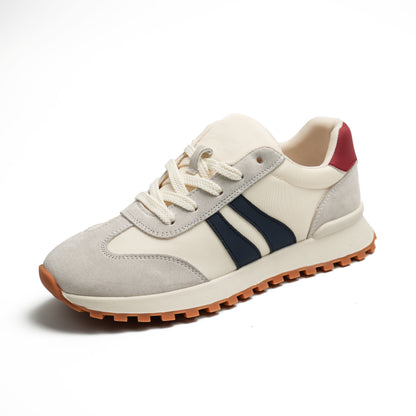 Women's Genuine Leather Chunky Lug Sole Lace Up Running Shoes Casual Designed Fashion Sporty Sneakers AA1127n