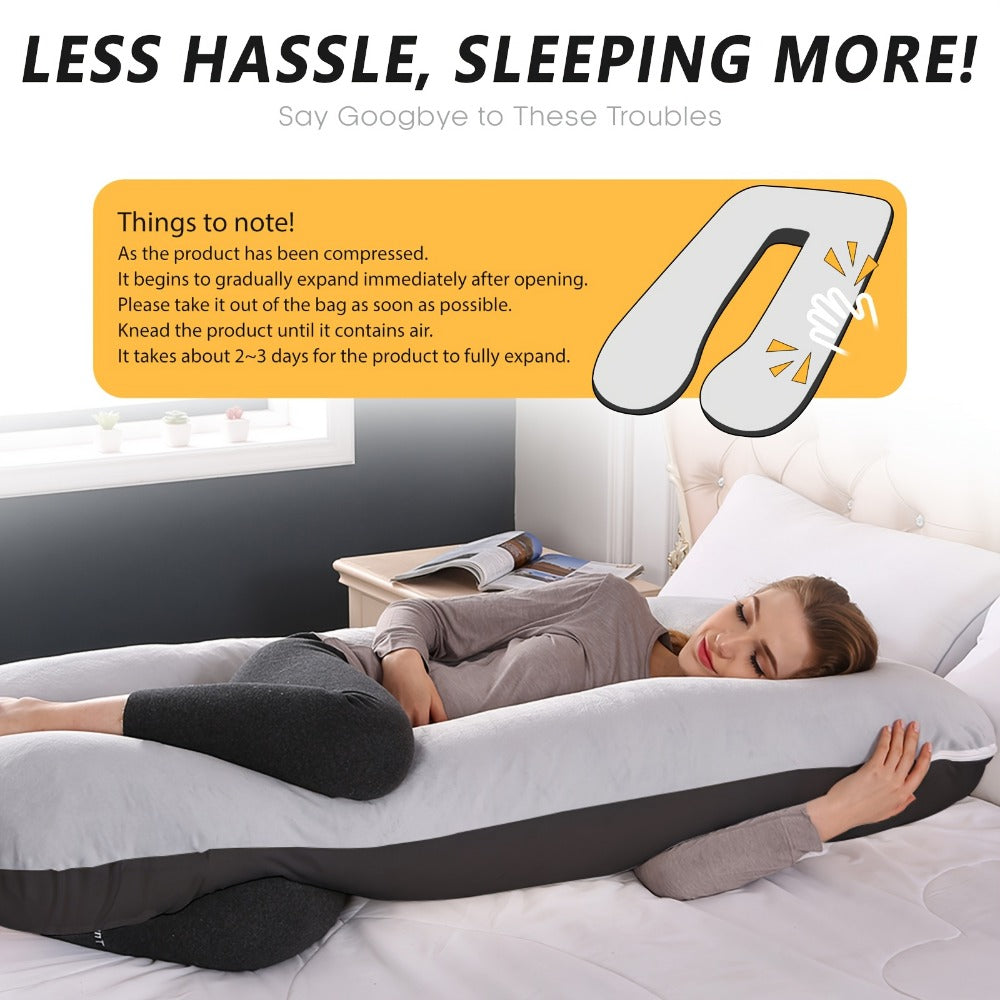 47-Inch U-Shaped Pregnancy Pillow - Removable Pillowcase and Full-Body Shape