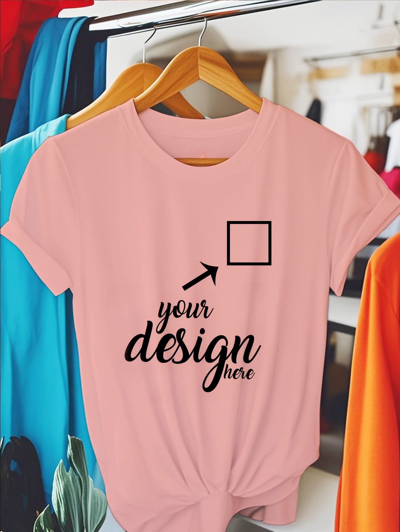 Women's Red Printed Short-Sleeve T-Shirt - product view 42