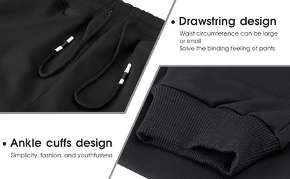 3pcs Men's Jogger Sweatpants - Ultra-Elastic Gym Pants with Deep Side Pockets, Mid-Rise Athletic Workout Bottoms, Solid Color Casual & Training Wear, Machine Washable (Regular Fit) - Bulk Pack for Running, Gym, Everyday Use - Easy Care &