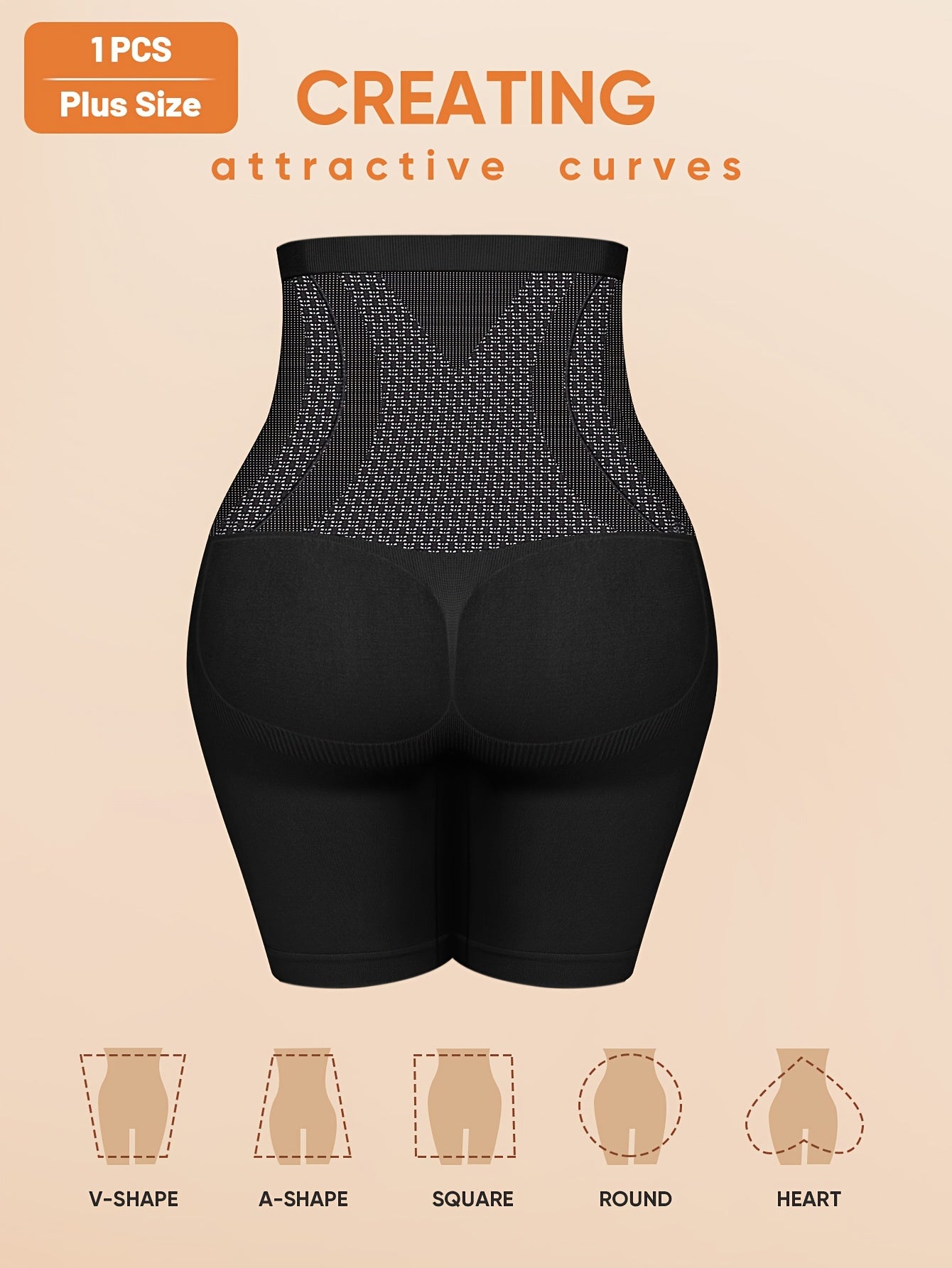 1-Pack Women's Plus Size Shaping Shorts, High-Waist Tummy Control, Butt-Lifting, Seamless Panties for and S
