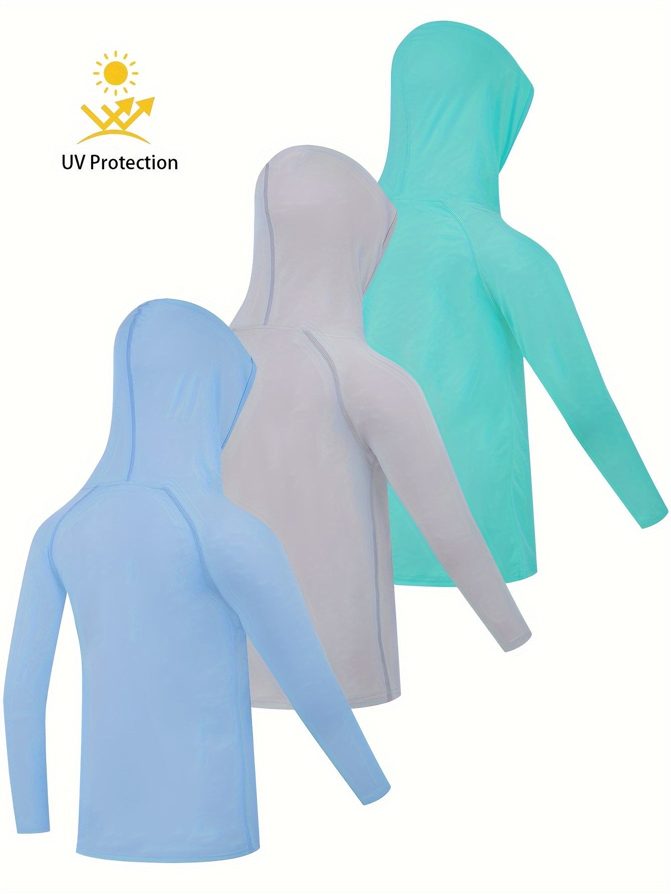 3pcs Plain Color Boys Hoodie, Light Comfy Long-Sleeved Zip Up Jacket, Boys Clothes for Summer Outdoor Activities