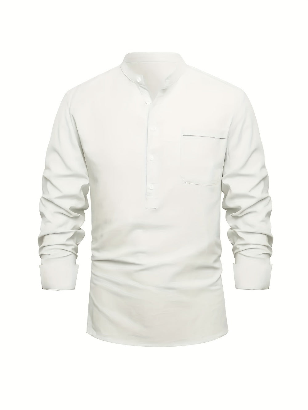 Men's Solid Plus Size Long Sleeve Casual Shirt - Stretch