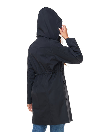Women's High Quality Rain Jacket Lightweight Raincoat Hooded Windbreaker Trench Coat