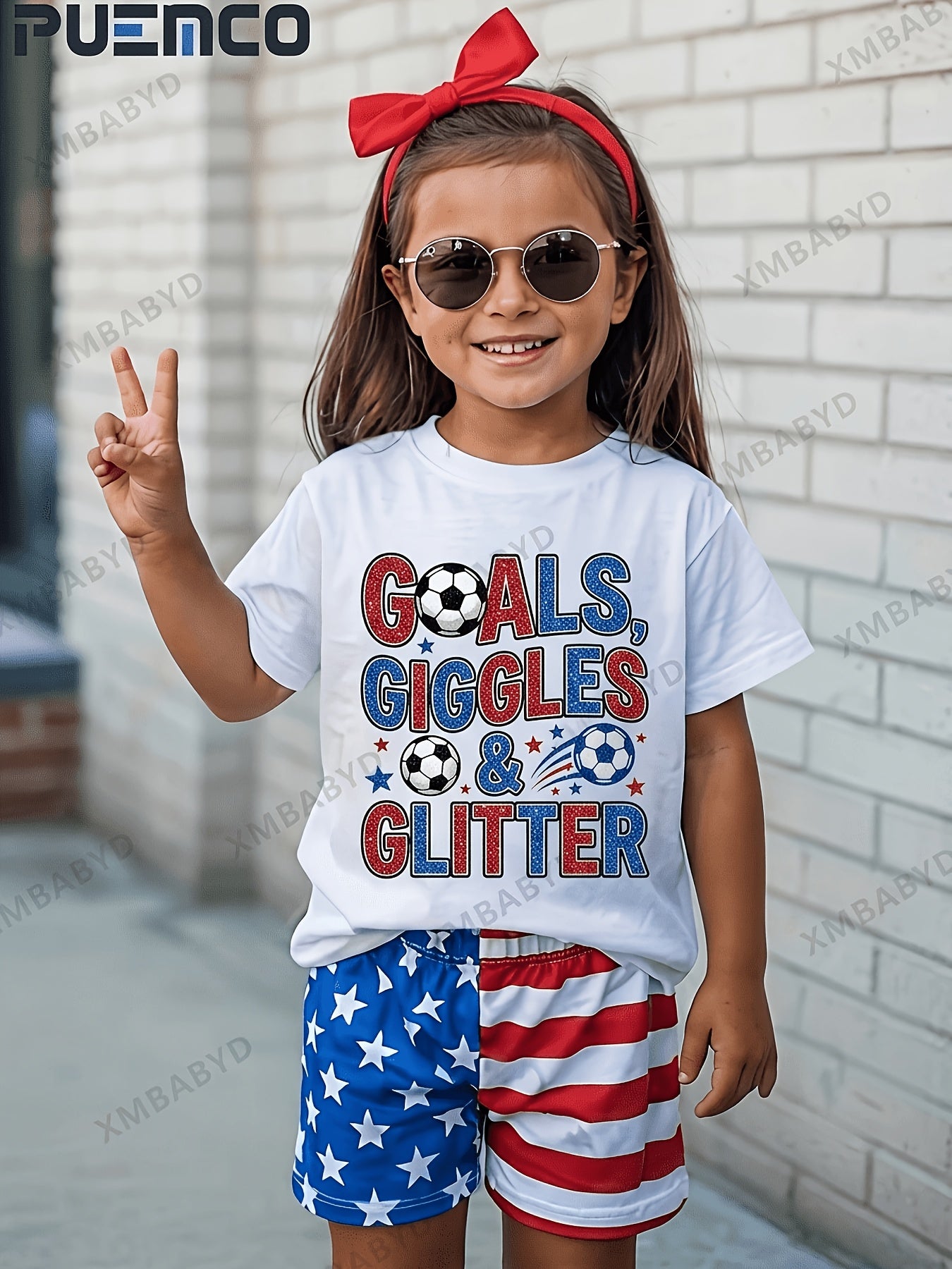 Cute Girl Clothes, Short Sleeved Casual T-Shirt, Red White And Sassy Stars Stripes Round Neck T-Shirt Top for Casual, Soft, Comfortable, 100% - Perfect for 4Th of July Best Gift for Girls