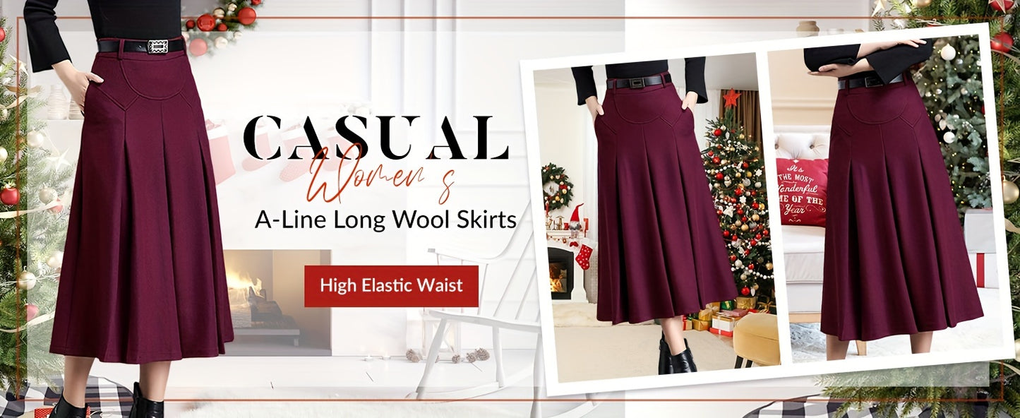Women's Black Wool High-Waist Pleated Skirt - product view 8