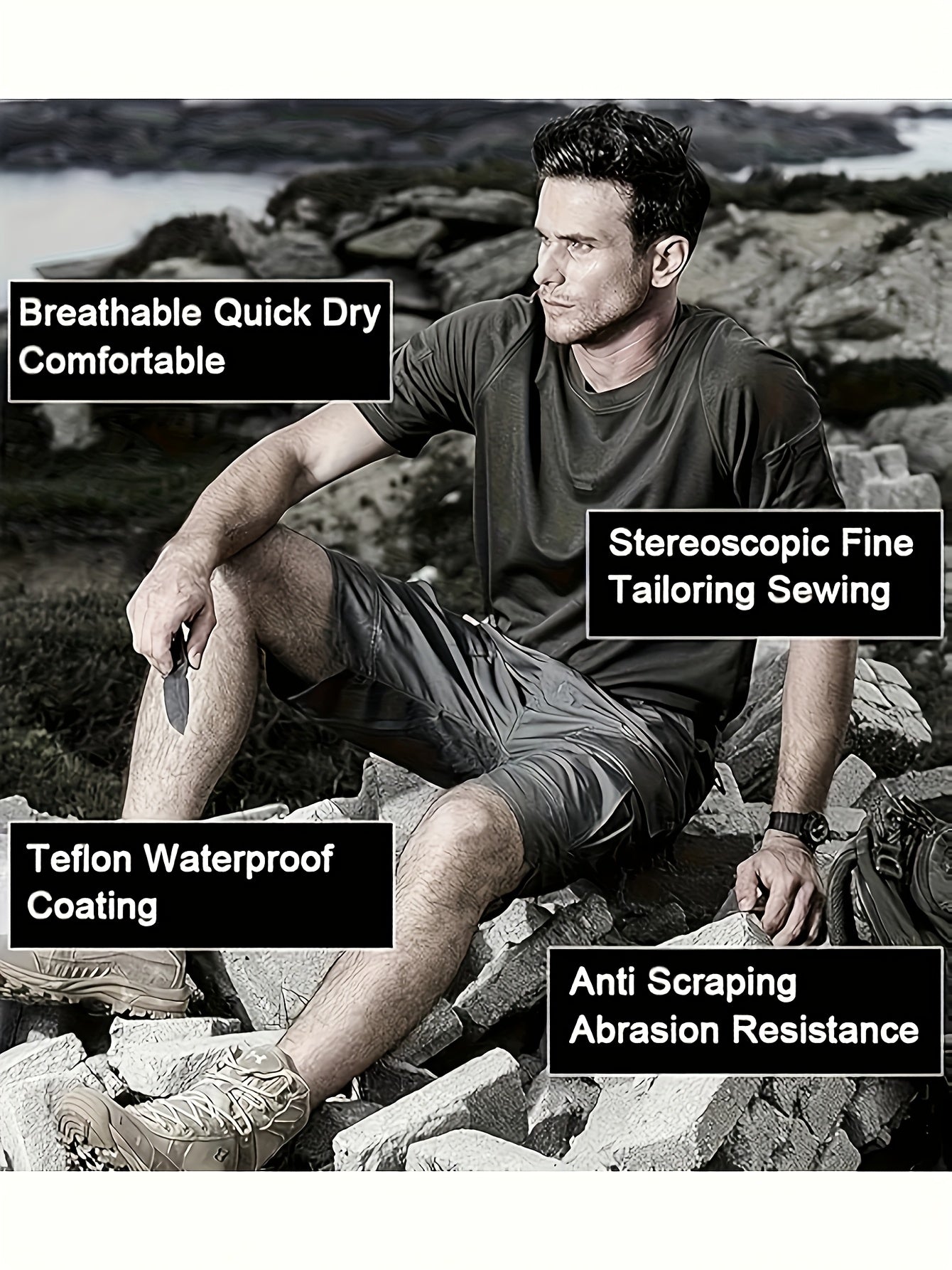 Men's Black+gray Shorts - product view 6