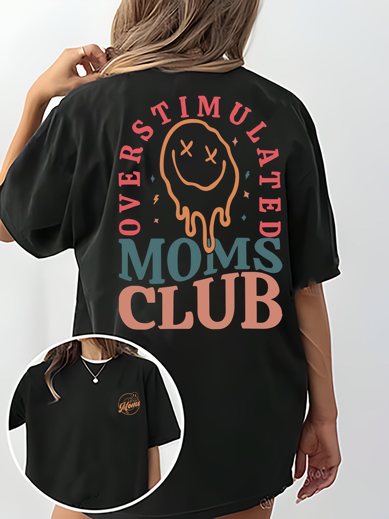 [Double Print] Letter Print Round Neck Short Sleeve T-Shirt