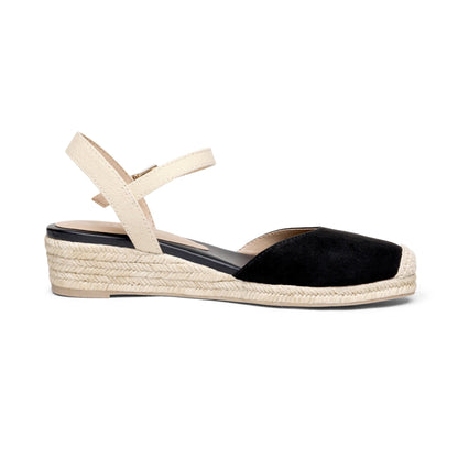 Women's Closed Toe Elastic Ankle Strap Espadrilles Wedge Sandals Soft Emulsion Insole Wedge Sandals