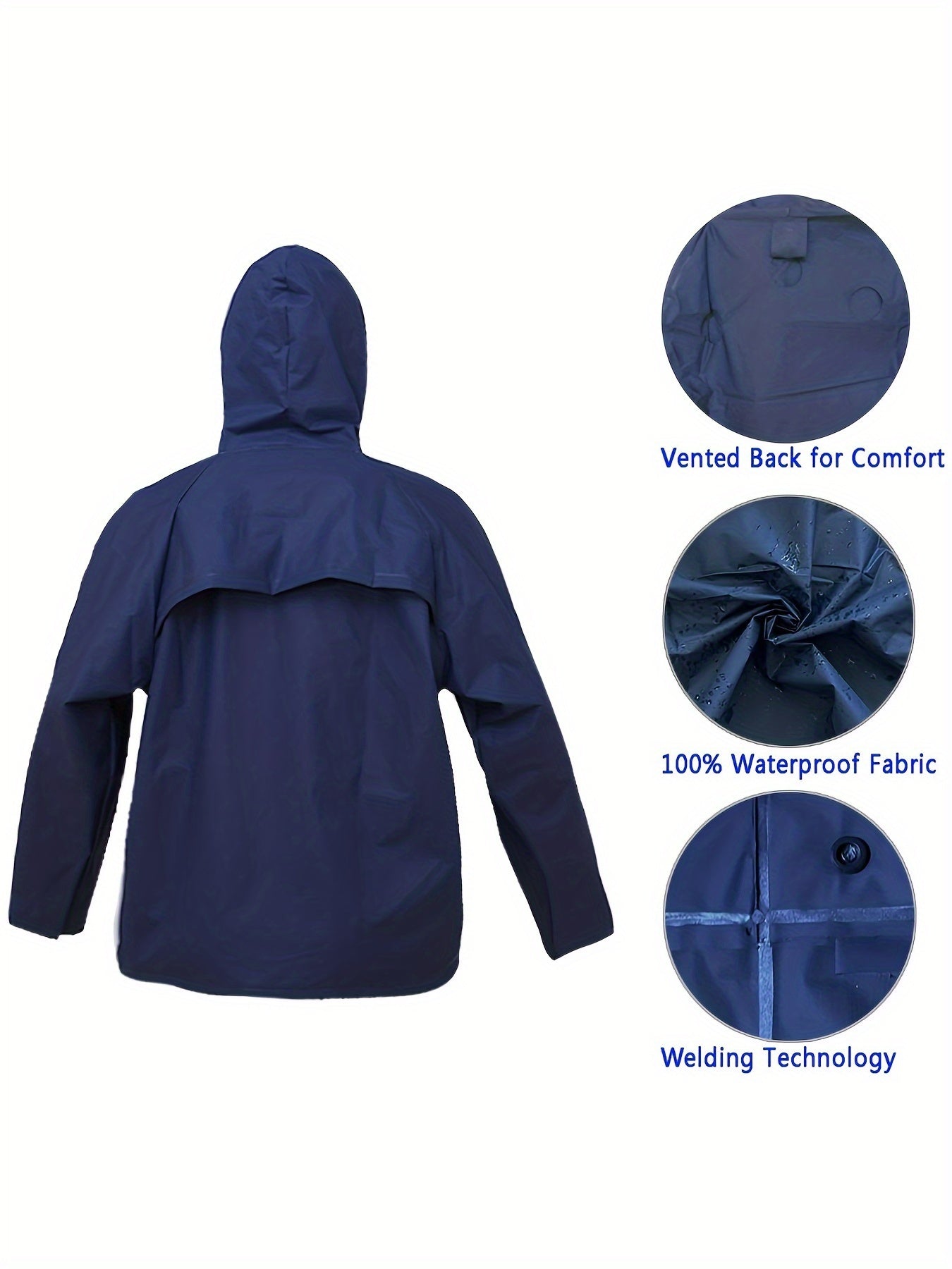 Ultra-Lite Rain Coat with Pants for Men Women Waterproof Rain Suit for All Sports, Reusable, Portable, Waterproof, Breathable, Dependable Wet Weather Protection, for Cycling, Fishing, Running, Hiking, Camping(Navy), Father's Day Gift