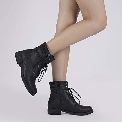 Women's Lace Up Combat boots Winter Warm Ankle Booties Short Boot
