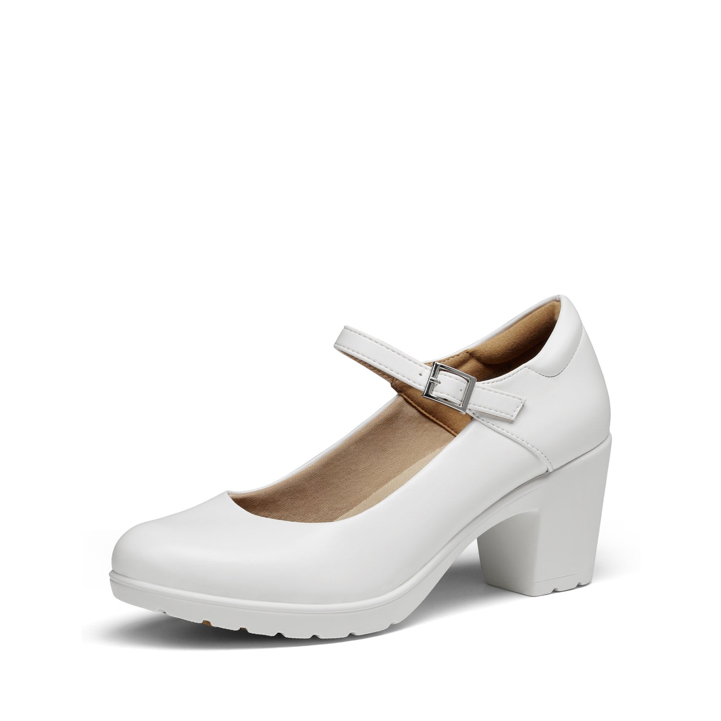 Women's Chunky Low Block Heels Mary Jane Closed Toe Work Pumps Comfortable Round Toe Dress Wedding Shoes