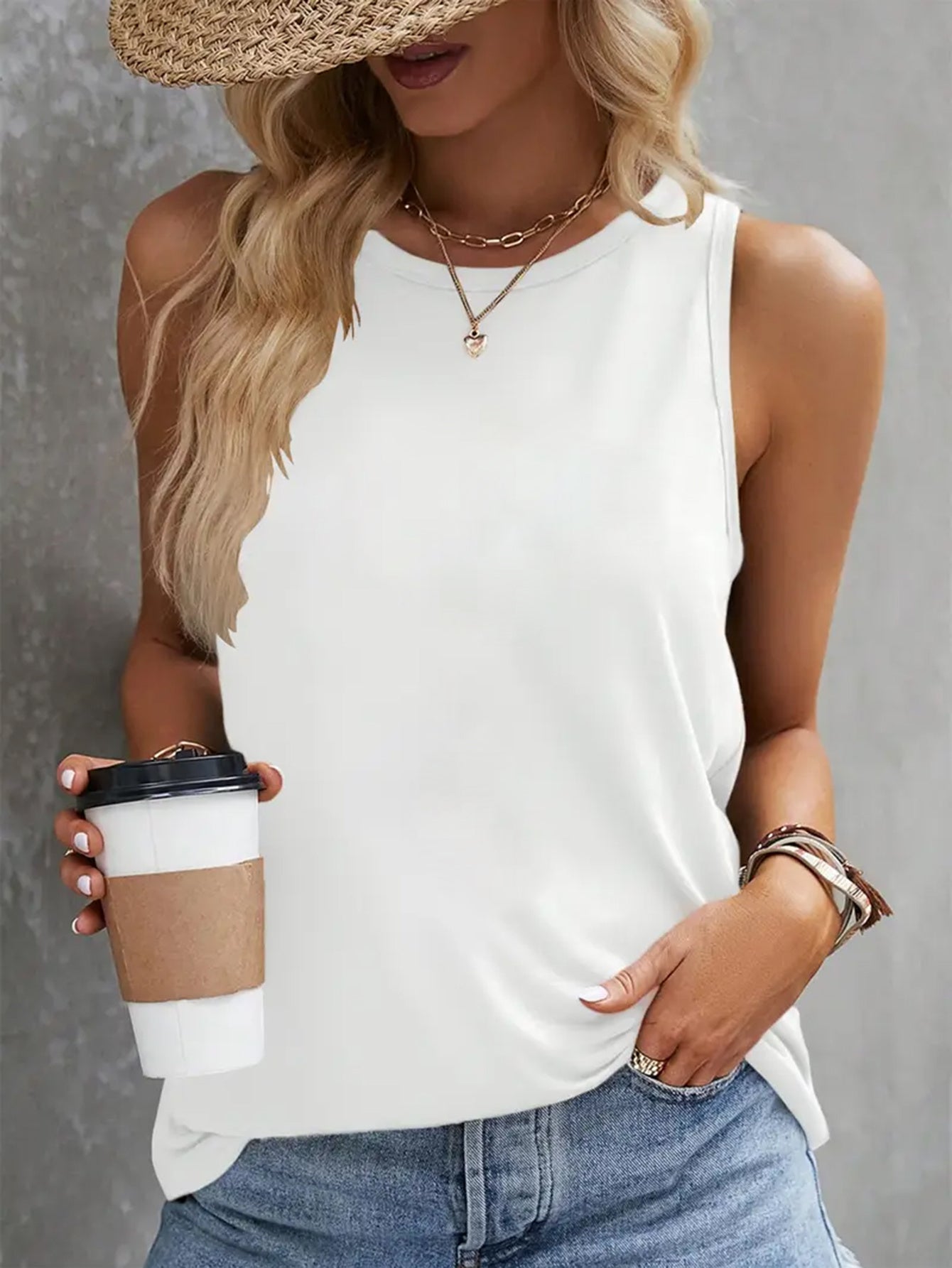 Women'S Vacation-Style Off-Shoulder Tank Top with Red Rose Print, Casual Sleeveless Shirt for Spring/Summer, Machine Washable, and Elastane Blend