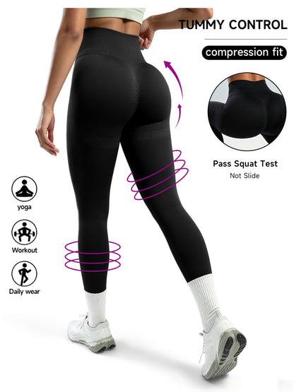 Women's High Waist Peach Lift Yoga Pants- Tummy Control, Breathable, Four-Way Stretch, All-Season Fitness Leggings, Brown, Fitness Clothing| Solid Color Design| High Elastic Fabric