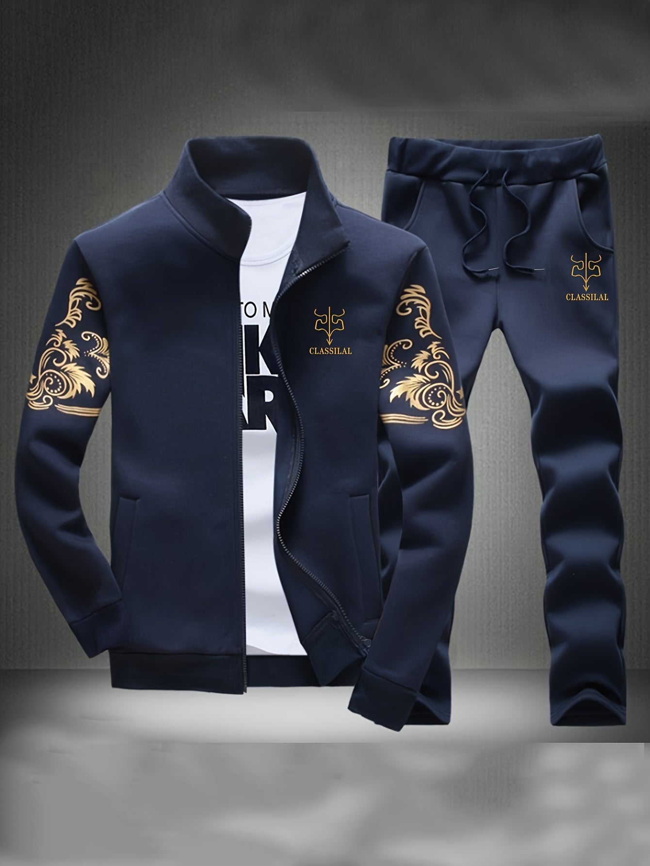 Spring And Autumn Style Men'S Zipper Open Cardigan Sports Suit