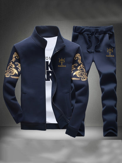Spring And Autumn Style Men'S Zipper Open Cardigan Sports Suit
