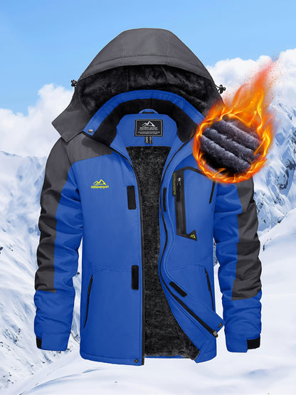 Men'S Winter Ski Jackets Warm Fleece Lined Coats Waterproof Windproof Hooded Thermal Outdoor Parka Thick Sport Hiking Jogging Camping Fishing Climbing Traveling Skiing Snowboarding Casual Windbreaker
