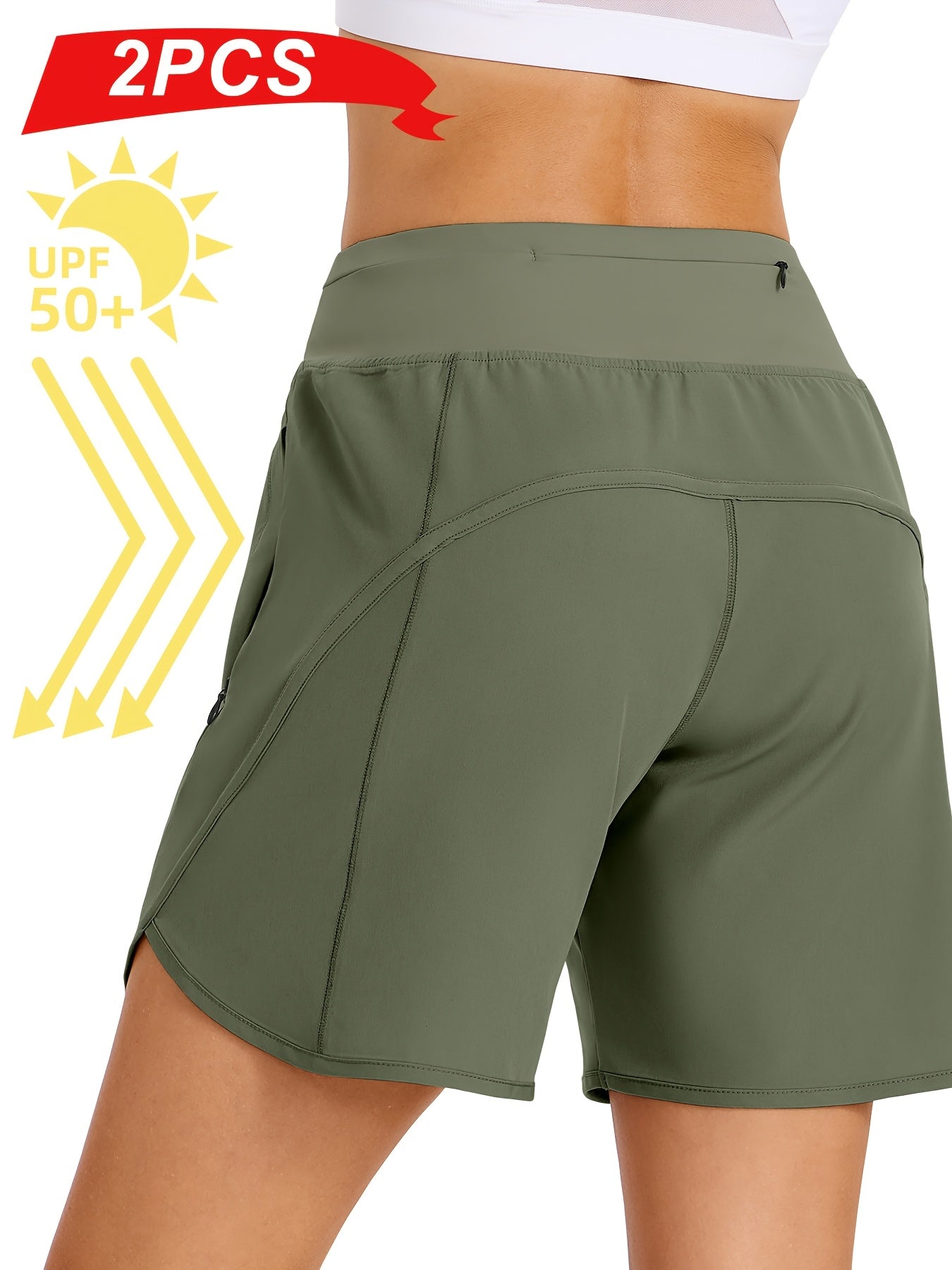 2-Pack Athletic Shorts for Women - Breathable Stretchy Quick-Dry Durable with Waistband for Running Gym Tennis Summer Running Short
