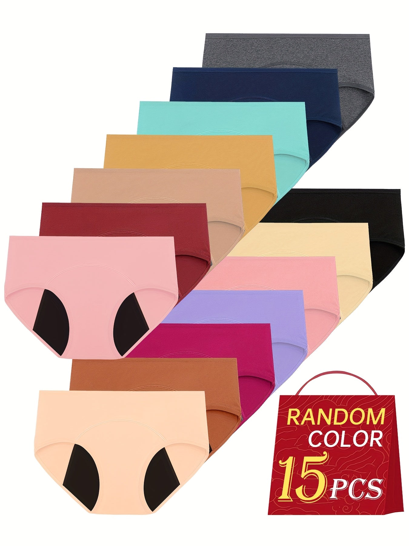 15-pair Random Color Women's Menstrual Underwear, Leak-proof, Comfortable, Soft And Close-fitting Women's Triangular Daily Underwear for Women