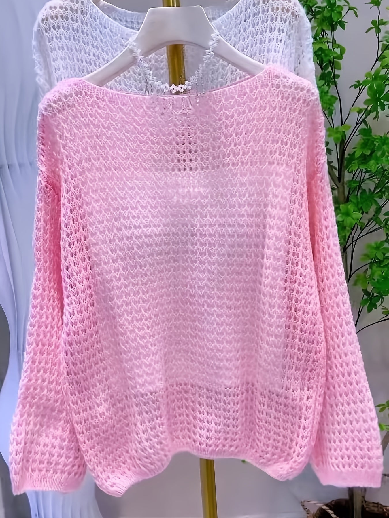 2026 Women'S Hollow Out Sweater Cardigan Long Sleeve Open Front Crochet Cover Up Lightweight Casual Layering Outerwear Soft Top For Spring Fall Winter Resort Wear