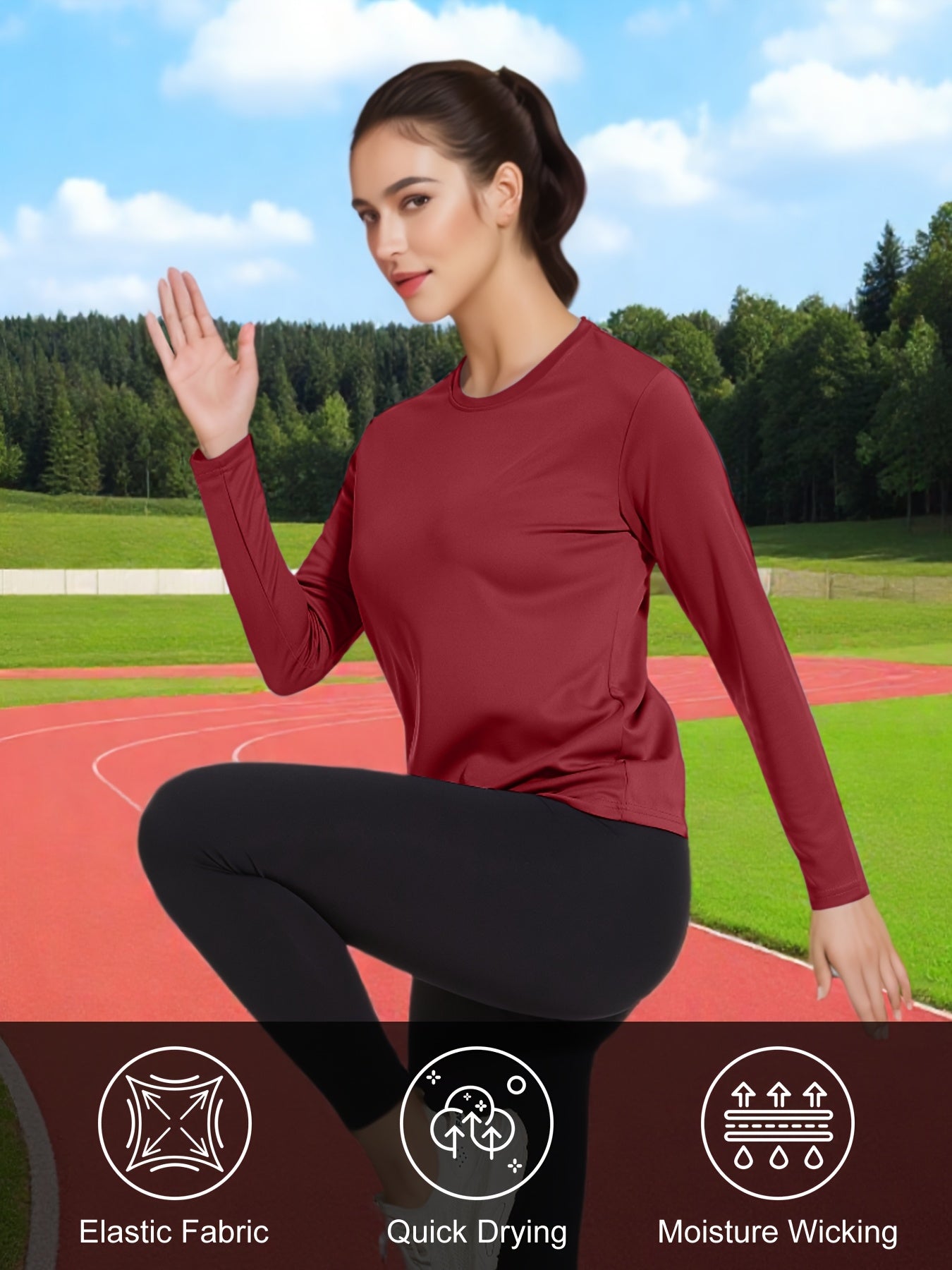 5pcs Women's Quick-drying And Breathable Long-sleeved T-shirt Set, Basic Base Layer for Training, Moisture-wicking, Women's S Tops, Suitable for Casual Attire.