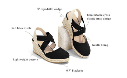 A Pair of Women's Sandals with Wedge Heels, Closed Toes, Hand-stitched Details, Invisible Height-increasing Design, Lightweight, Stylish, Comfortable, Soft, Sweet, and Elegant -perfect for Weddings, Casual Attire, and Parties., Women Shoes