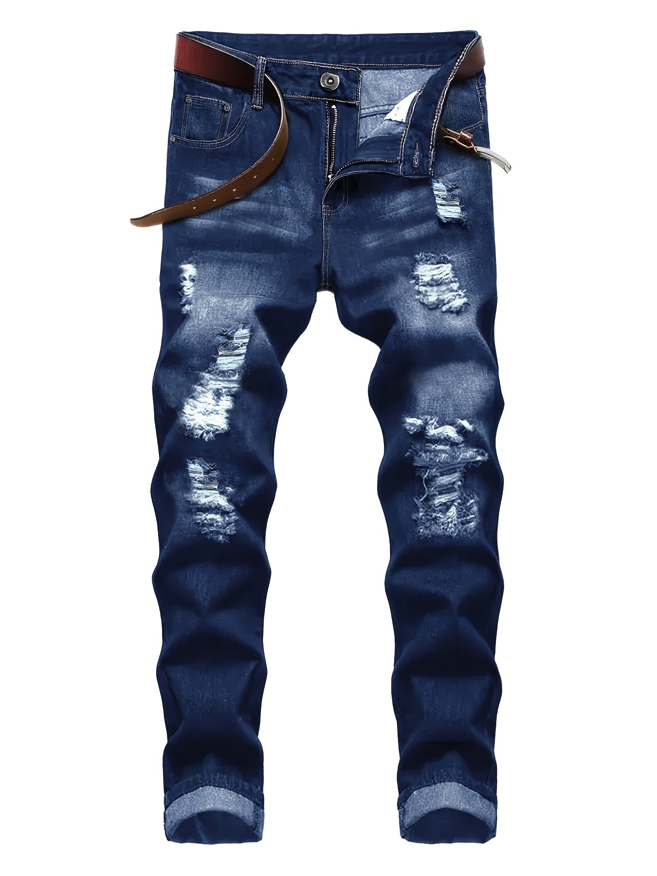 3-pack Men'S Slim Fit Ripped Jeans Distressed Denim Pants Casual Streetwear Fashion Trousers Hip Hop Trendy Joggers For Men