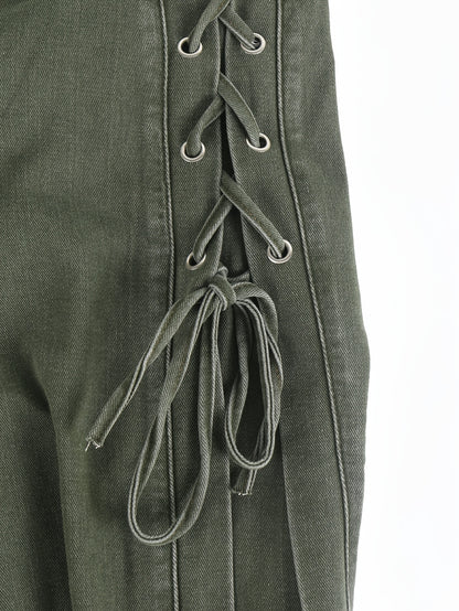 Wide-Leg Straight Jeans for Women Featuring a Side Tie-Up Bow Design, Mid-Rise Relaxed Fit, Ideal for Casual Streetwear, Vacations, Work, And Daily Use, with a Y2K Retro Vibe