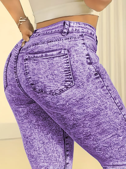Ladies' Fashionable Washed Light Blue Tight Elastic Slim Fit Lifting Buttocks Casual And Simple Small Leg Jeans