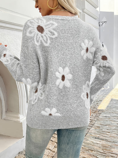 Autumn And Winter Fashion Queen Tops Long Sleeve V-Neck Casual Sweater Cardigan Women