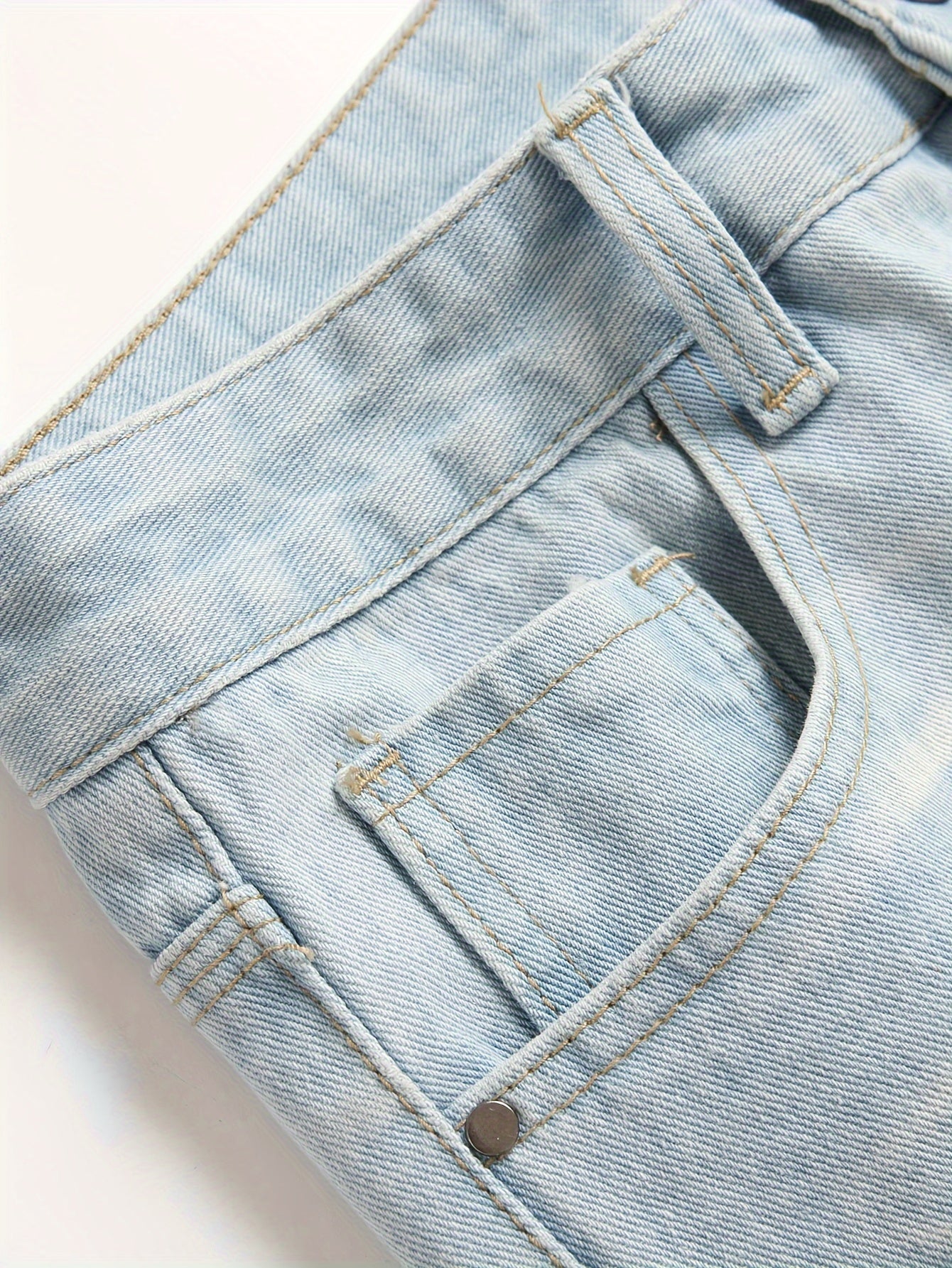Men Ripped Frayed Bleach Wash Jeans Casual Slim-fitting Denim Menswear