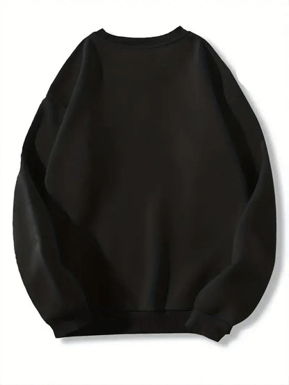 1pc Women's Casual Crew Neck Sweatshirt with Blank Print, Long Sleeve Pullover for Autumn/ Winter, Black Sweatshirt