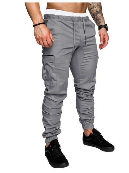 EXARUS 2 Pack Cargo Pants For Men - Relaxed Fit Twill Joggers With Elastic Waistband And Stretch Fabric - Casual Wear