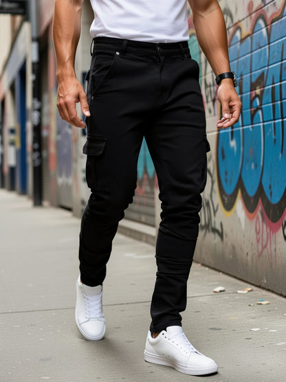 Slim-Fit Black Stretch Jeans for Men, Suitable for Work