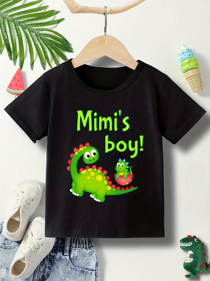 Boys T-Shirt "MIMI'S BOY" Dinosaur Print for Comfortable And Casual Round Neck Short Sleeves